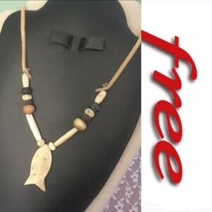 Free with purchase Tribal inspired beaded fish handmade jewellery necklace